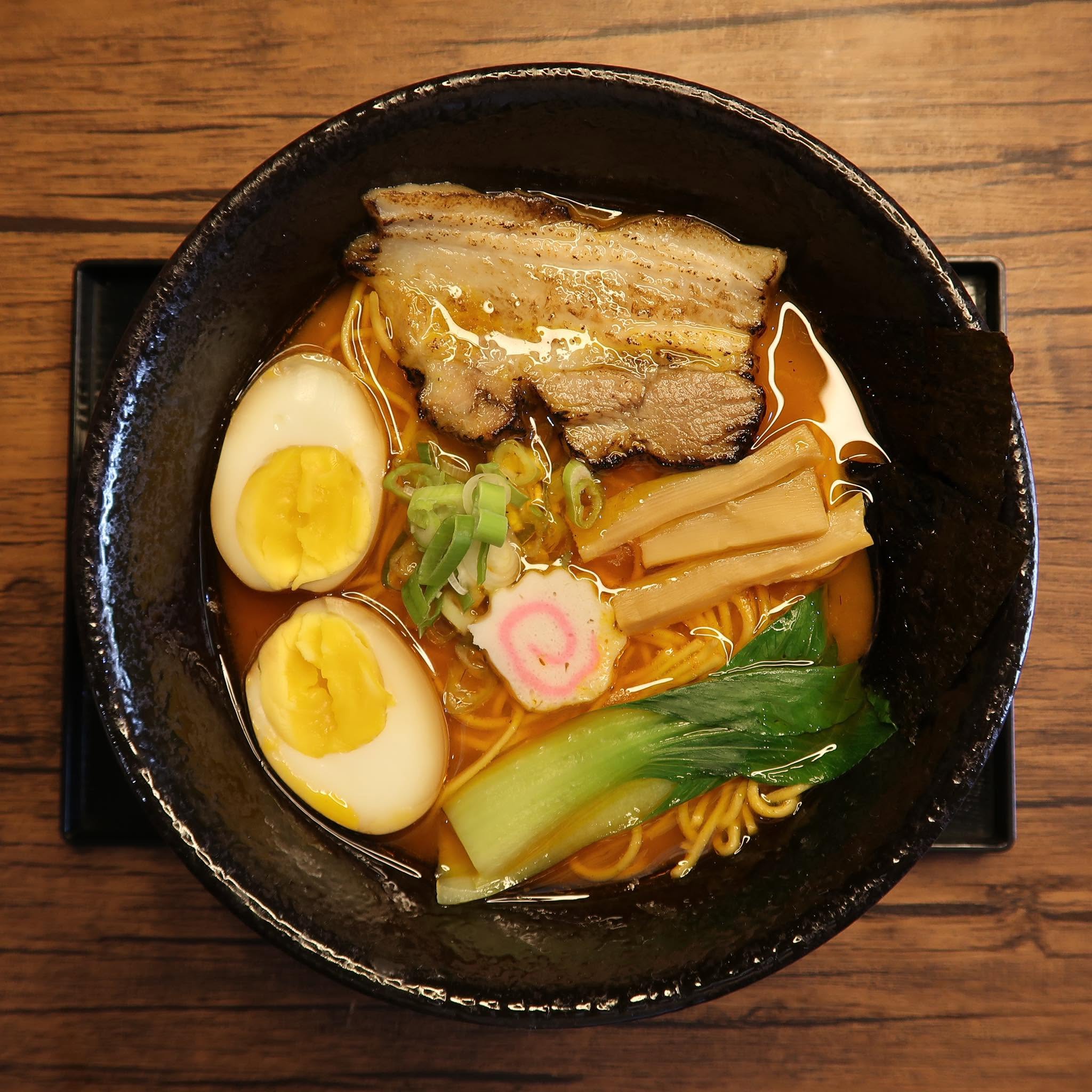 Shoyu ramen bowl with chashu and egg
